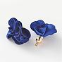 Polyester Flower Pendant Decorations, with Golden Plated CCB Plastic Findings, 26x24mm, Hole: 2mm