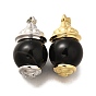 Подвески из латуни и натурального черного агата (окрашенного и нагретого), круглые подвески, без кадмия и без свинца, долговечный, стойки покрытие