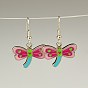Fashion Alloy Enamel Earrings, with Brass Earring Hooks, Dragonfly, Colorful, 35x24mm