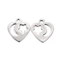 201 Stainless Steel Charms, Laser Cut, Heart with Hollow Star and Moon