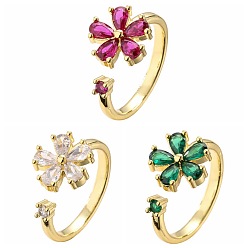 Кольцо с разноцветным цирконом и подсолнухом, медная микроинкрустация, уникальный и роскошный