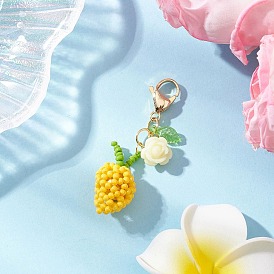 Подвески из манго, стеклянные бусины ручной работы, со стеклянной жемчуг, полимерные бусины и 304 застежки-карабины из нержавеющей стали, золотые