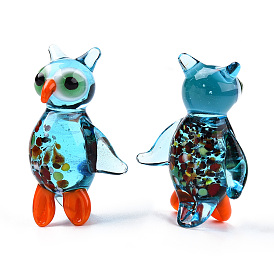 Handmade Lampwork Home Decorations, 3D Owl Ornaments for Gift