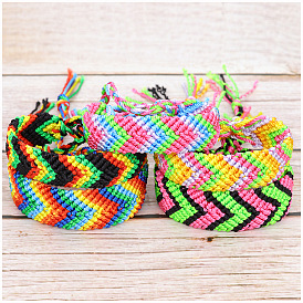 Rainbow Woven Friendship Bracelet - Colorful Thick Handmade Cord for Girls