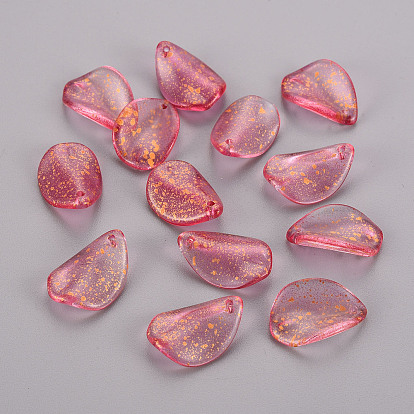 Прозрачный лак окрашенные стеклянные подвески, золотой фольгой, капок лепесток