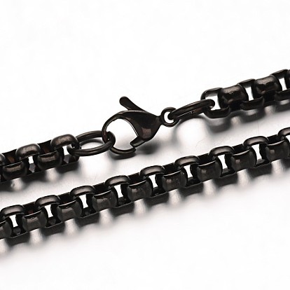 304 Stainless Steel Box Chain Necklaces, with Lobster Clasps, 31.5 inch(80cm)