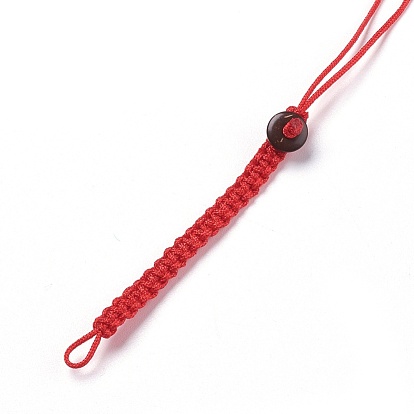 Polyester Nylon Mobile Phone Making Cord Loops, with Coconut Beads