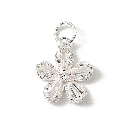 925 подвески-цветы из стерлингового серебра с прозрачными кубическими цирконами, с прыжковых колец