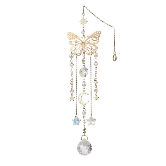 Из нержавеющей стали украшения бабочки кулон, Стеклянная звезда, круглая кисточка для украшения дома