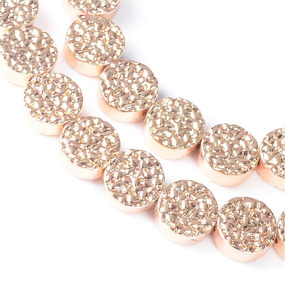 Electroplate Non-magnetic Synthetic Hematite Bead Strands, Flat Round
