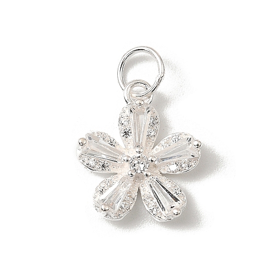 925 подвески-цветы из стерлингового серебра с прозрачными кубическими цирконами, с прыжковых колец