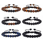 6шт 5 стиль браслеты из натуральной лавы и тигрового глаза и синтетического агата плетеные бусины набор, регулируемые браслеты из драгоценных камней для женщин