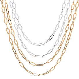 Brass Paperclip Chains, Flat Oval, Drawn Elongated Cable Chains, Soldered