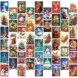 50Pcs Christmas Paper Greeting Cards, Rectangle