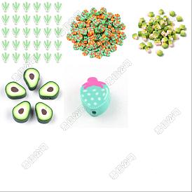 35 piezas 5 estilos cuentas de arcilla polimérica hechas a mano, formas mixtas