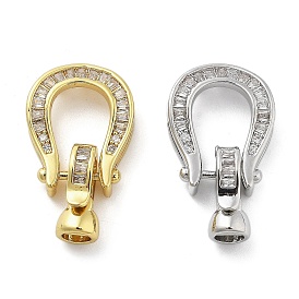 Brass with Clear Cubic Zirconia Fold Over Clasps, Arch Shape