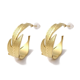 PVD Vacuum Plating 201 Stainless Steel Studs Earring, with 304 Stainless Steel Pin, Leaf