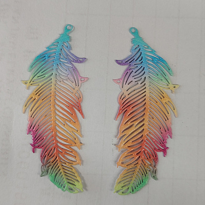 Ионное покрытие (ip) 201 филигранные подвески из нержавеющей стали, гравированные металлические украшения, перо