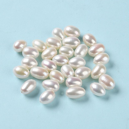 Natural Cultured Freshwater Pearl Beads, Half Drilled, Rice, Grade 5A+