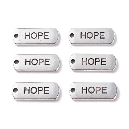 (Defective Closeout Sale: Blister) Tibetan Style Alloy Inspirational Message Pendants, Rectangle with Word