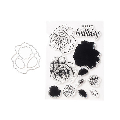 Clear Silicone Stamps and Carbon Steel Cutting Dies Set, for DIY Scrapbooking, Photo Album Decorative, Cards Making, Stamp Sheets, Birthday