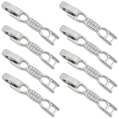 8шт. застежки для часов из латуни с бантиком и прозрачными кубическими циркониями