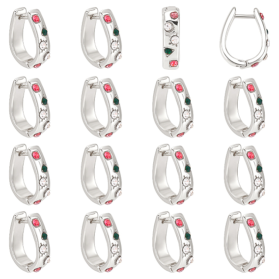 6 Парные овальные серьги-кольца из цинкового сплава со стразами