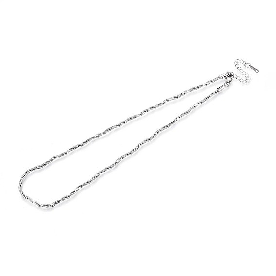 2.5мм 304 ожерелья из нержавеющей стали с витой круглой цепочкой-змейкой и звеньями Boston Link, ионное покрытие (ip)