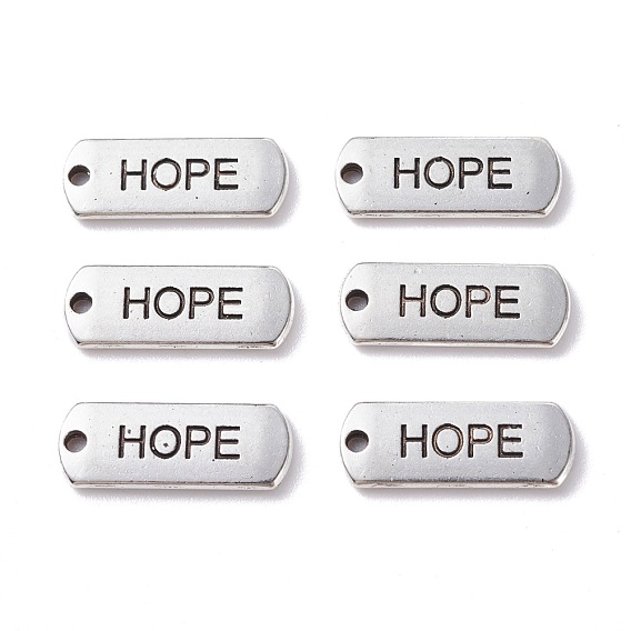 (Defective Closeout Sale: Blister) Tibetan Style Alloy Inspirational Message Pendants, Rectangle with Word