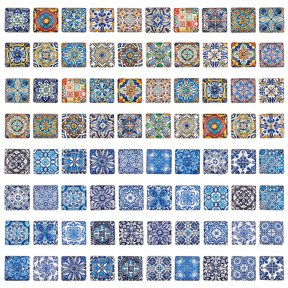 4 сумки 2 стиль стеклянные кабошоны, цветочным узором