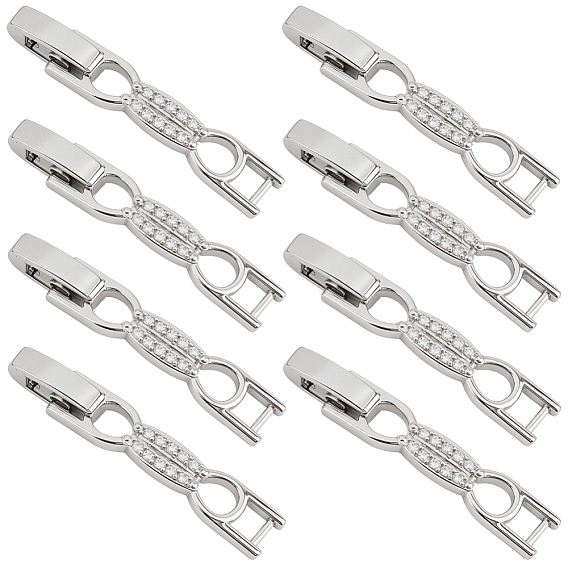 8шт. застежки для часов из латуни с бантиком и прозрачными кубическими циркониями