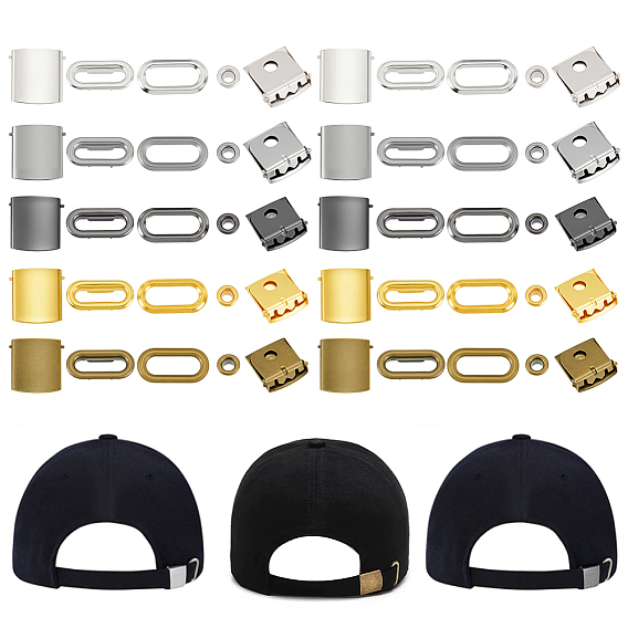 40 сумки 5 цветные железные и латунные наборы для регулировки фуражки, пряжка для бейсболки с ушком