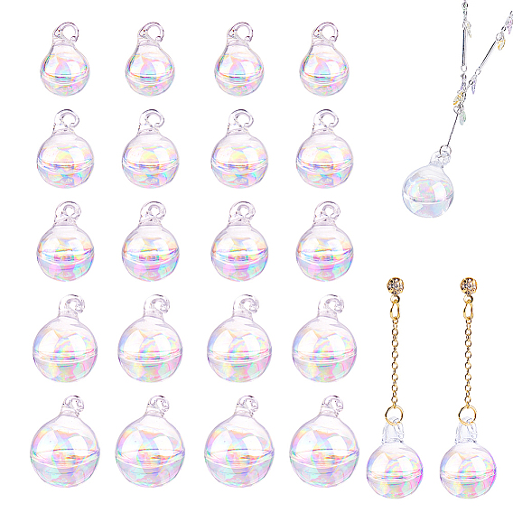 20 шт. 5 стили подвески-бутылки из боросиликатного стекла, круглые, мини-бутылка желаний