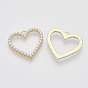 ABS Plastic Imitation Pearl Pendants, with Alloy Cabochon Settings, Heart