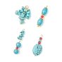 4шт. 4 стили подвески из синтетической бирюзы и стеклянных бусин, латуни и 304 результатов из нержавеющей стали, золотые
