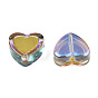 Electroplate Transparent Glass Beads, AB Color, with Golden Plated Brass Findings, Heart