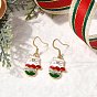 Болтаться серьги сплава эмали, рождественские перчатки, со стразами
