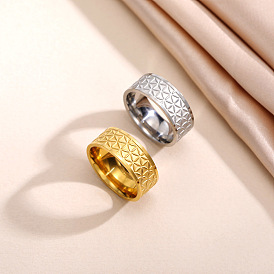 Широкие кольца из нержавеющей стали с цветочным узором для женщин и мужчин