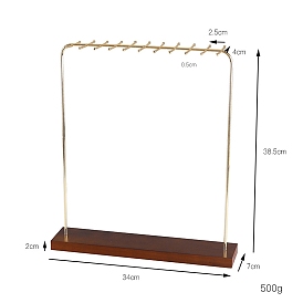 Iron Necklace Display Stands, with Wooden Basements, Rectangle