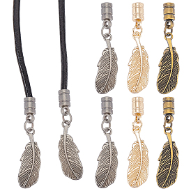 12шт. 3 цвета сплав наконечники шнура, концевые заглушки Bolo, перо