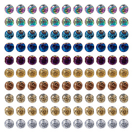 10 цветные гальванизированные нити бусин из натуральной лавы, круглые