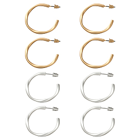 4 пары 2 цветные железные серьги-гвоздики, c-образный