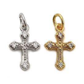 Латунные микро проложить кубического циркония прелести, крестик, стойки покрытие, долговечный, без кадмия и без свинца, с целью перехода в кольце