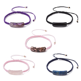 Adjustable Tube Natural Gemstone Braided Bracelets for Women