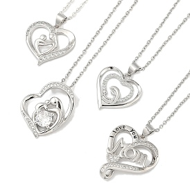 День матери латунные микропаве прозрачные кубические цирконии сердце кулон ожерелья для женщин