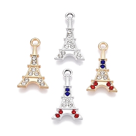 Rack Plating Alloy Pendants, with Rhinestone, Eiffel Tower