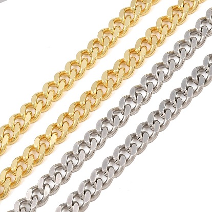 Brass Cuban Link Chains, Unwelded, with Spool, Long-Lasting Plated, Rack Plating, Lead Free & Cadmium Free