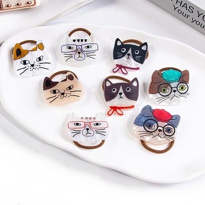 Cute Cat Shape PVC Plastic Hair Ties, Elastic Hair Ties, Ponytail Holder