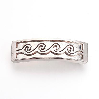 201 Stainless Steel Slide Charms, Polished, Rectangle