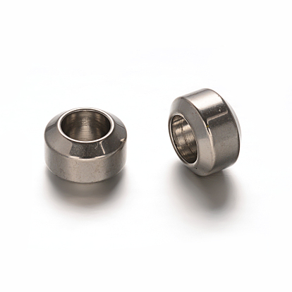 Rondelle 201 из нержавеющей стали бусы, бусины с большим отверстием, 11x7 мм, отверстие : 6.5 мм